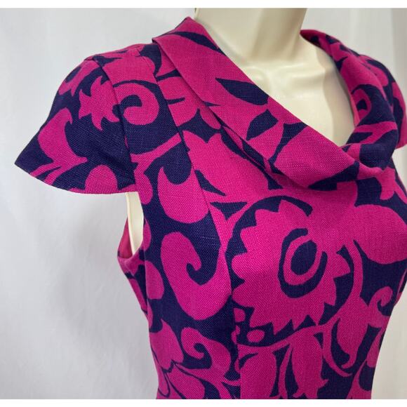 Talbots Women’s Pink & Navy Floral Sheath Dress - Size 4 - Picture 2 of 13
